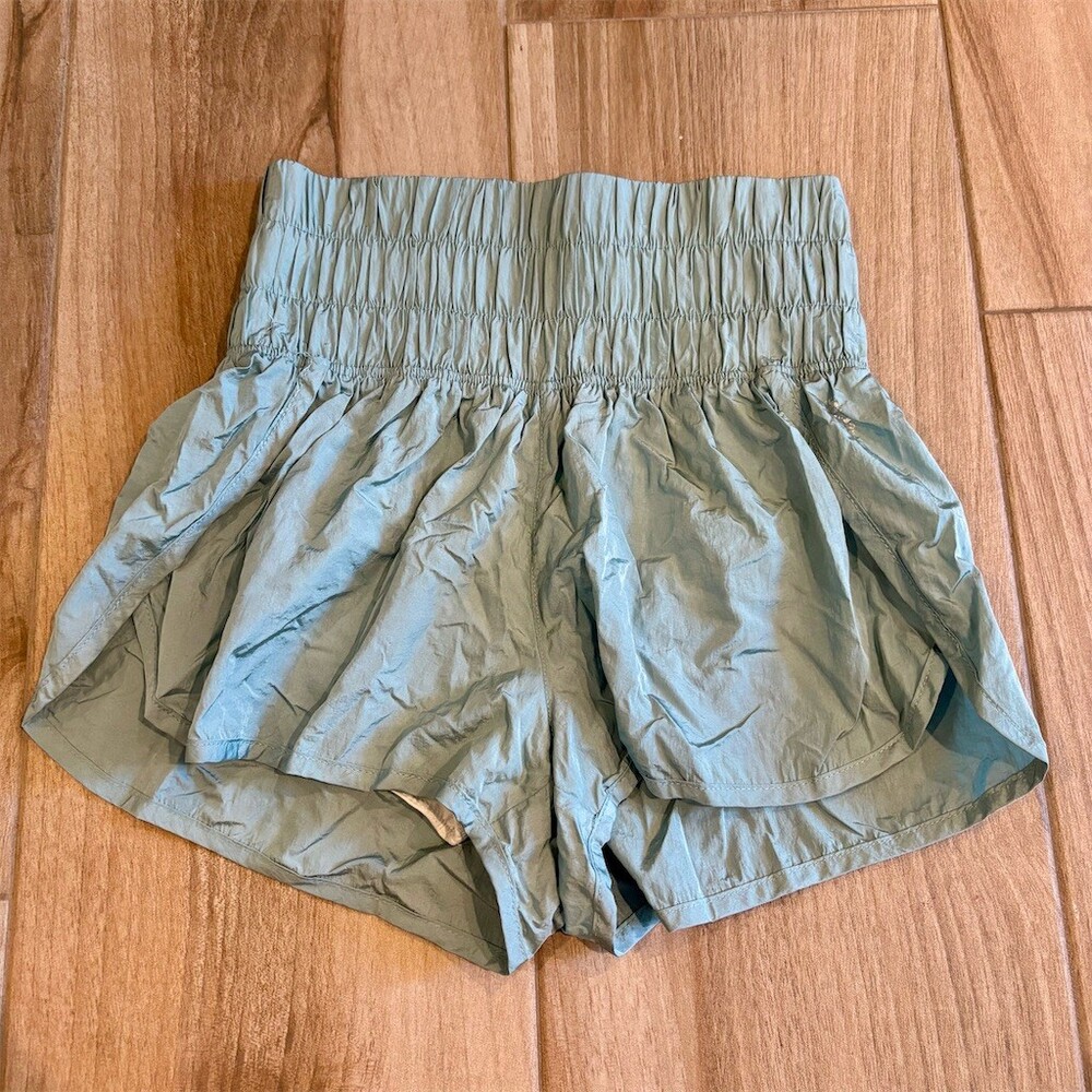 FP Movement The Way Home Shorts Womens Size S Sage Green Smocked Waist